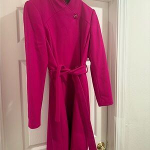 Ted Baker London Pink Teddy Jacket with Shawl Collar and Belted Waist